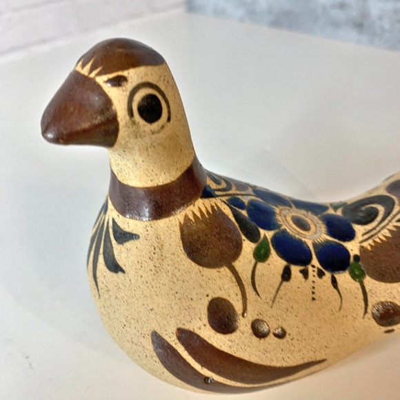 VTG Netzi Bird Dove Pottery Figurine Mexico Floral Corcho Hand Made - Picture 2 of 11